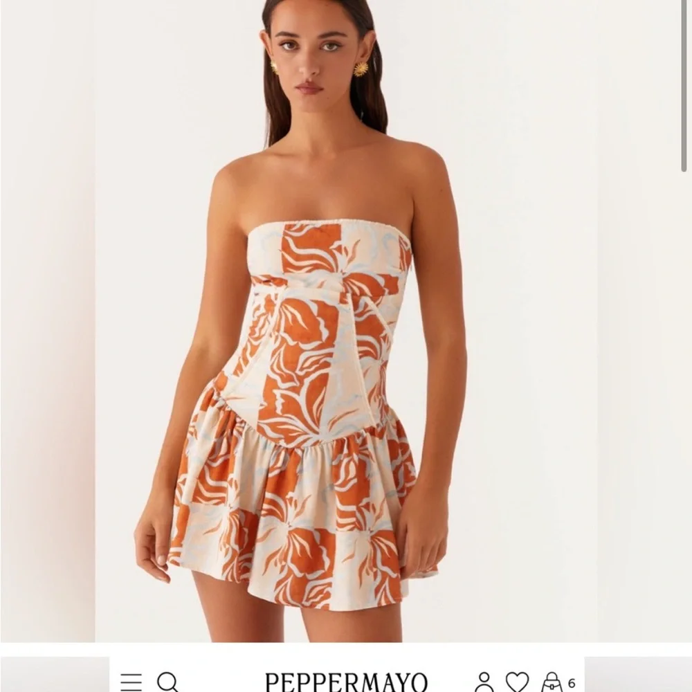 Peppermayo Orange and White Mini Dress - Picture 7 of 9